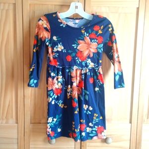Girls Old Navy blue flower dress, sz Small 6-7